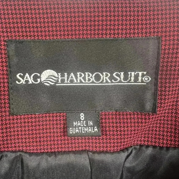 Sag Harbour Herringbone Power Suit Set Womens 8 Lined Burgundy Business Casual - Picture 13 of 16